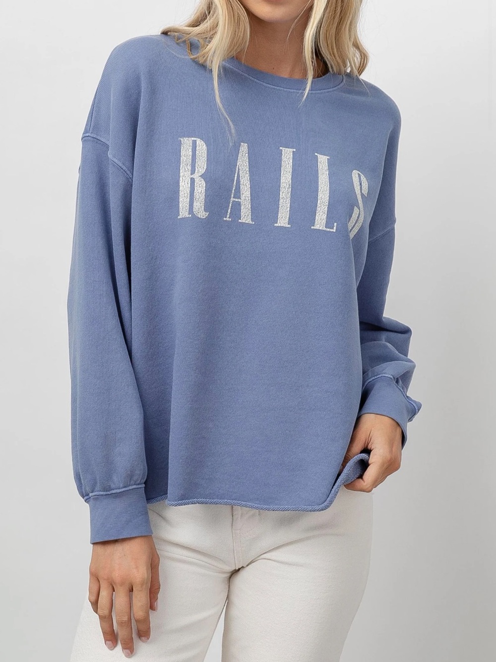 RAILS Blue “RAILS” Graphic Crewneck Sweatshirt Size Small